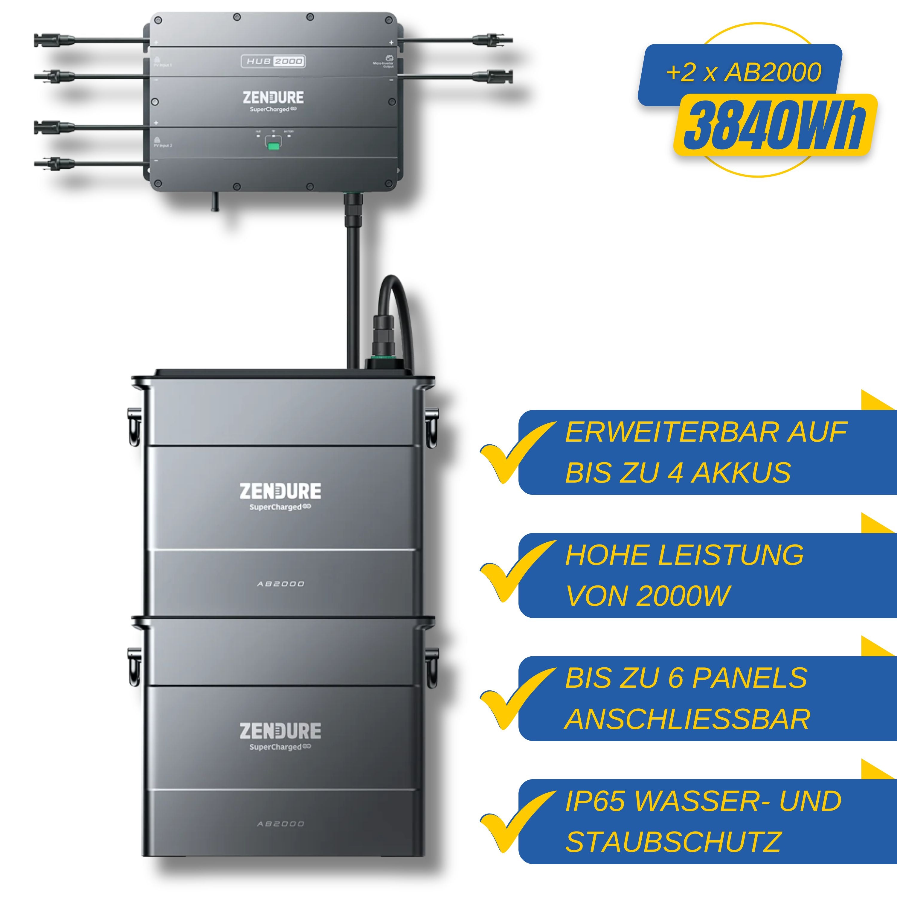 Zendure SolarFlow HUB2000 Set mit AB2000 Akkus bis 7680Wh