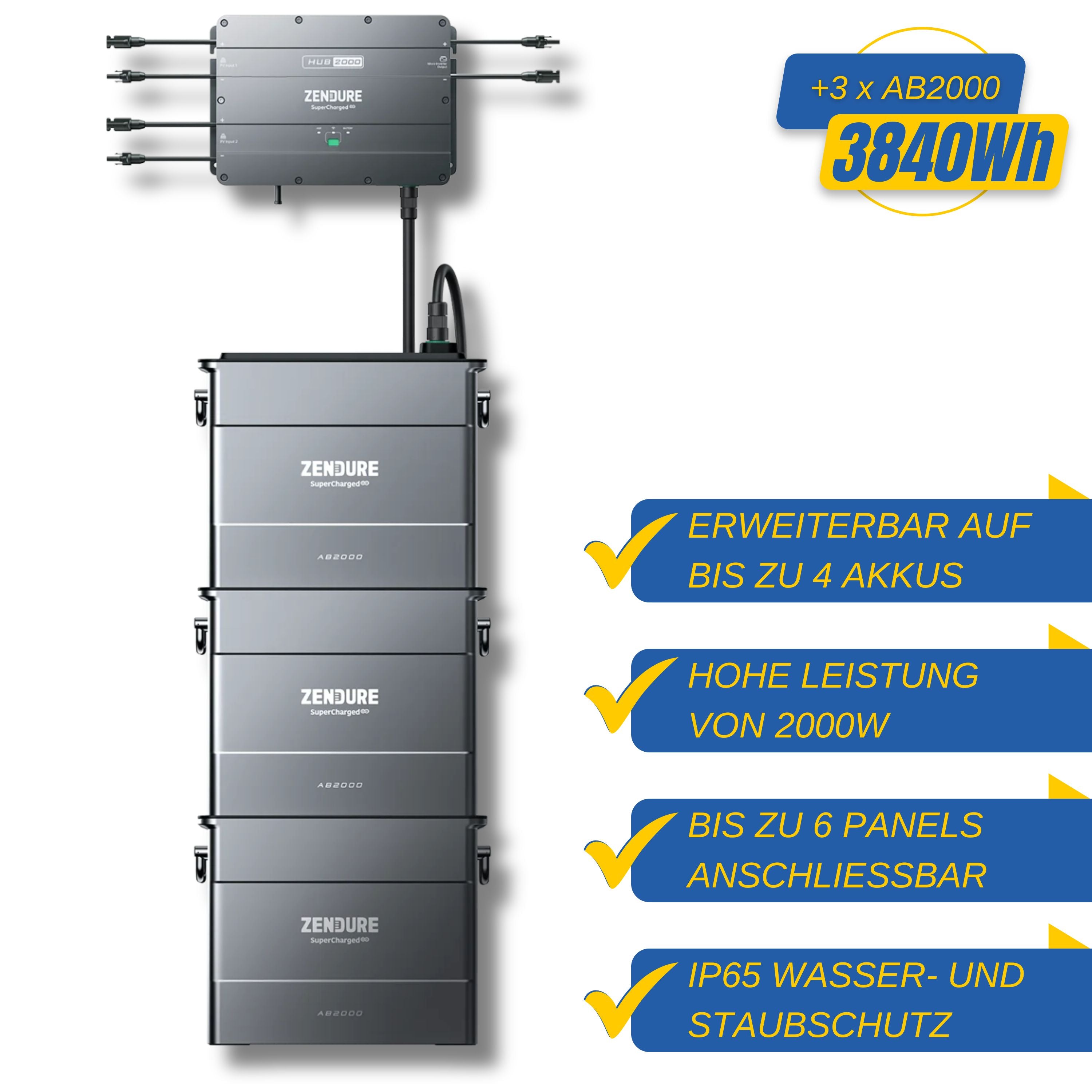 Zendure SolarFlow HUB2000 Set mit AB2000 Akkus bis 7680Wh