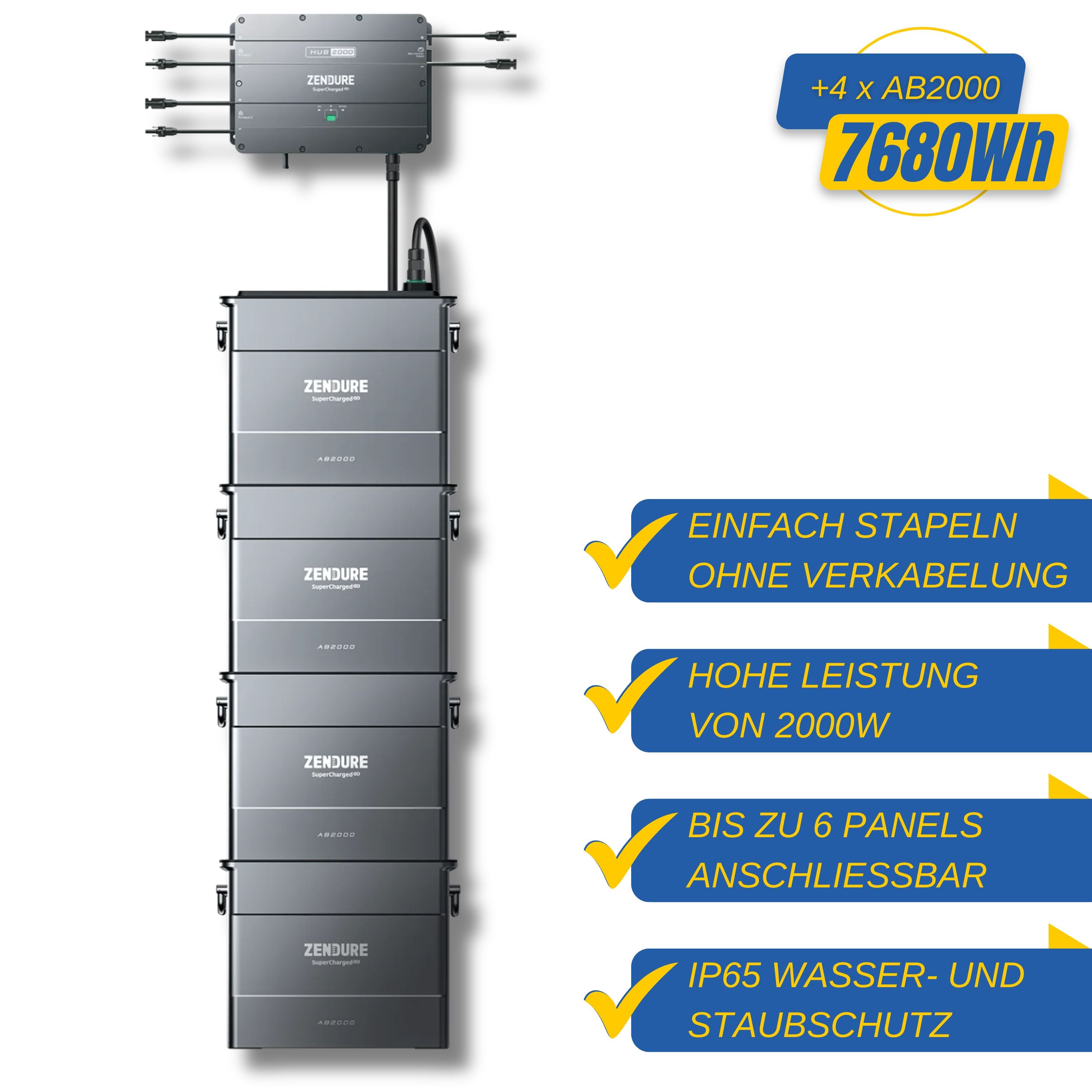 Zendure SolarFlow HUB2000 Set mit AB2000 Akkus bis 7680Wh